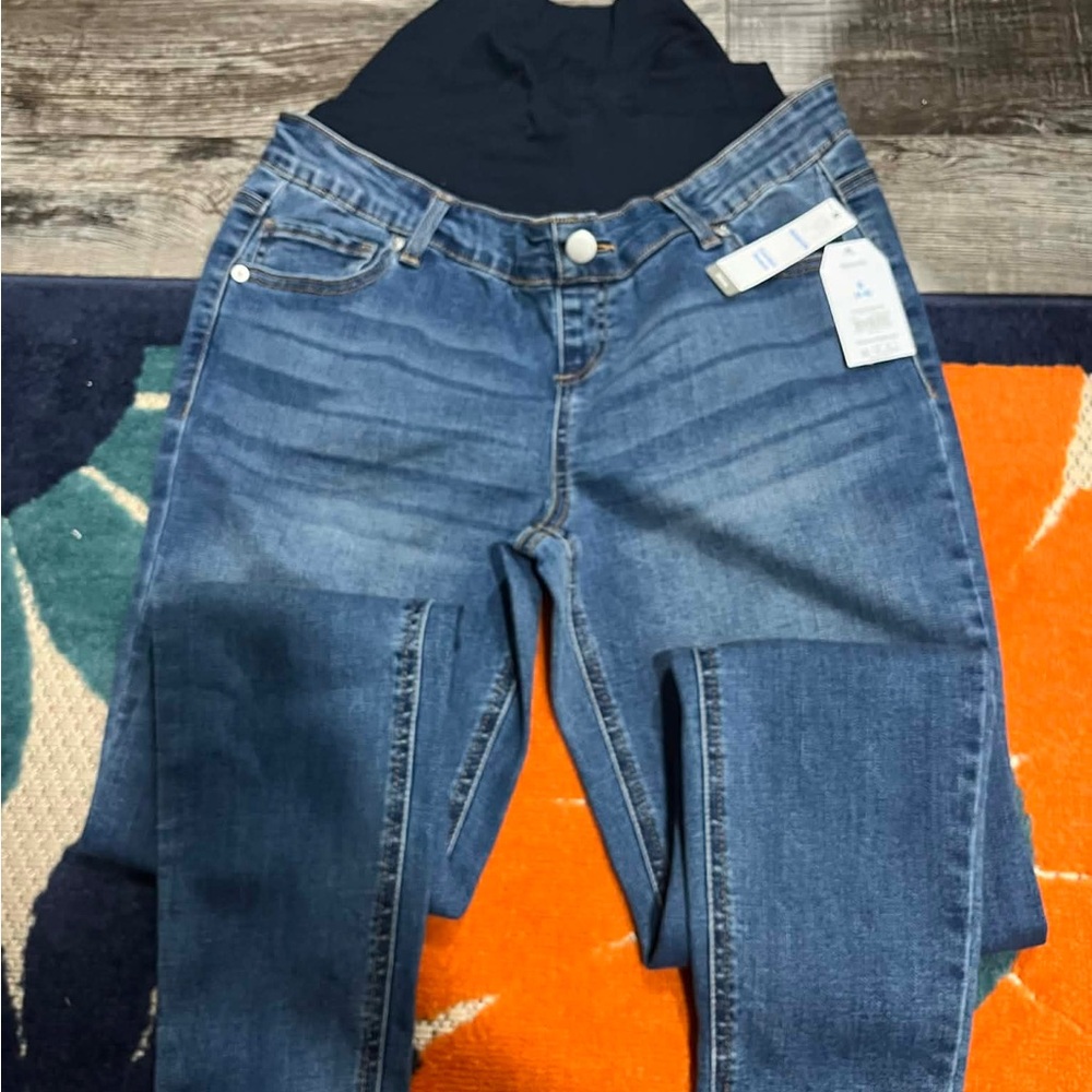 Classic Dark Blue Women's Maternity Stretch Jeans